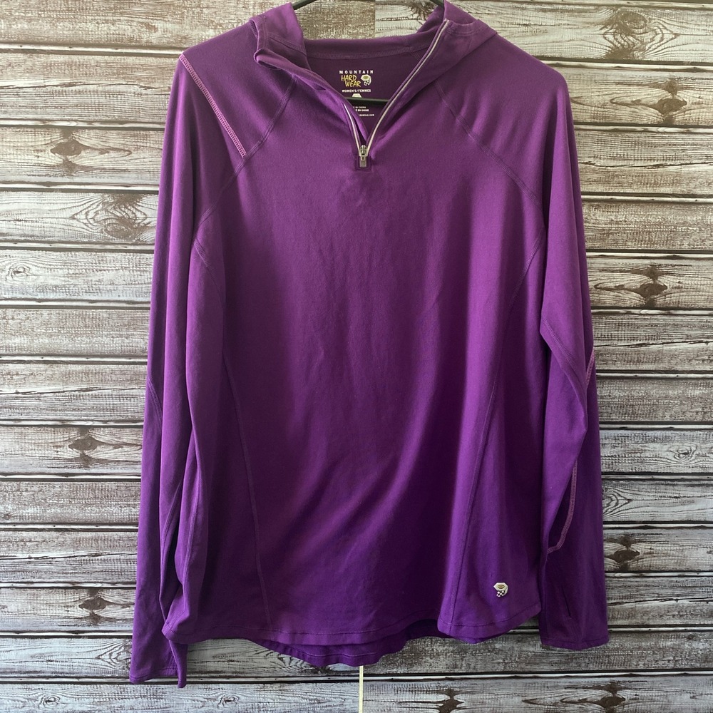 Mountain Hardwear‎ Women's Hooded 1/4-Zip Long-Sleeved Top Size XL Purple Logo